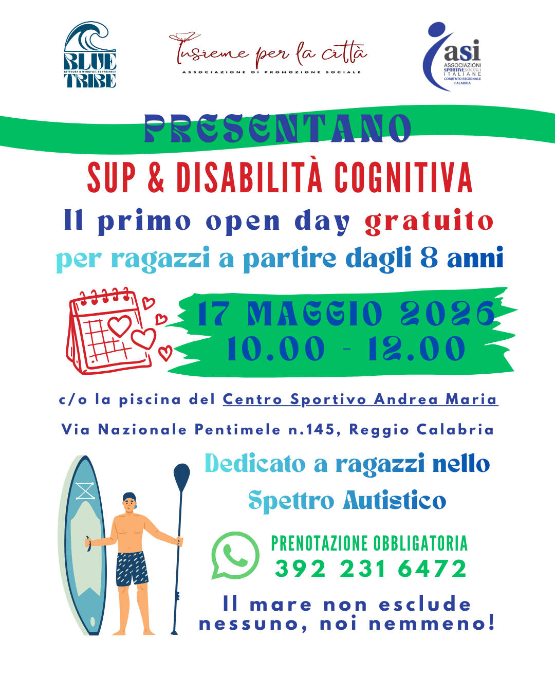 Il Mare Come Strumento di Inclusione: il 17 Maggio il primo Open Day Gratuito di "SUP & Disabilità Cognitiva"